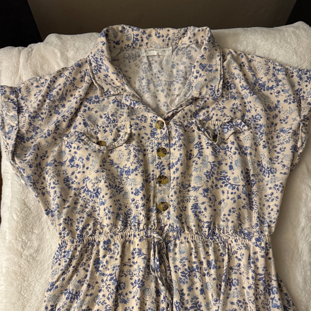 Lucky Brand Blue Floral Midi Dress